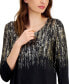 Фото #3 товара Women's Foil-Print Knit 3/4-Sleeve Top, Created for Macy's