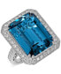 ფოტო #1 პროდუქტის London Blue Topaz (24 ct. t.w.) & Diamond (7/8 ct. t.w.) Halo Statement Ring in 14k White Gold
