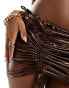 Фото #6 товара South Beach ruched mini beach skirt in brown metallic