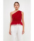 Фото #1 товара Women's One Shoulder Shirred Tulle Top
