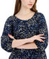 Фото #3 товара Petite Printed Shirred 3/4-Sleeve Top
