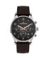 ფოტო #1 პროდუქტის Men's London Watch with Leather Strap, Solid Stainless Steel, Chronograph, 1-2126