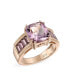 ფოტო #1 პროდუქტის 5.45CT Square Cushion Cut Pink Amethyst Ring For Women Rhodolite Garnet Baguette Rose Gold Plated .925 Sterling Silver