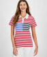 ფოტო #1 პროდუქტის Women's Striped Short Sleeve Polo Shirt