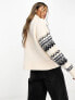 Фото #7 товара In The Style exclusive fluffy roll neck jumper in cream fairisle