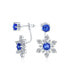 ფოტო #1 პროდუქტის Holiday Party Winter Christmas Blue CZ 2 In 1 Ear Jackets Back Front Snowflake Stud Earrings .925 Sterling Silver