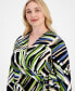 ფოტო #5 პროდუქტის Plus Size Printed Side-Tie 3/4-Sleeve Top