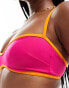 ASOS DESIGN contrast binding shaped bandeau bikini top in pink Dunkelrosa & Orange, 44 - фото #2