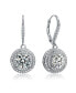 Фото #1 товара Sterling Silver Cubic Zirconia White Gold Plated Circle Drop Earrings
