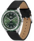 ფოტო #2 პროდუქტის Men's Everett Black Leather Strap Watch 40mm