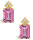 Pink Topaz (4 ct. t.w.) and Diamond (1/8 ct. t.w.) Stud Earrings in 14K Yellow Gold or 14K White Gold