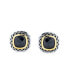 ფოტო #3 პროდუქტის Black Onyx Cubic Zirconia Two Tone Square Cushion Omega Earrings For Women Gold Plated Rhodium Plated Brass