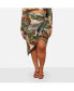 Фото #1 товара Plus Size Lana Mesh Abstract Print Midi Bodycon Skirt