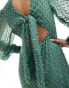 Y.A.S tie front maxi dress with cut out detail in green grün, XS - фото #4