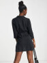 Фото #7 товара New Look wrap front shirt dress in black