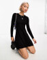 Фото #3 товара Only mini knitted skater dress in black
