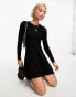 ONLY mini knitted skater dress in black