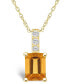 ფოტო #1 პროდუქტის Citrine (1-5/8 Ct. T.W.) and Diamond Accent Pendant Necklace in 14K Yellow Gold