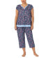 ფოტო #1 პროდუქტის Plus Size 2-Pc. Printed Cropped Pajamas Set