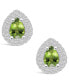 ფოტო #2 პროდუქტის Peridot (1-5/8 ct. t.w.) and Diamond (5/8 ct. t.w.) Halo Stud Earrings in 14K White Gold