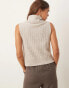 Vila ribbed high neck sleevless knitted vest in natural melange