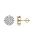ფოტო #1 პროდუქტის Round Cut Natural Certified Diamond (0.93 cttw) 14k Yellow Gold Earrings Dartboard Stud Design