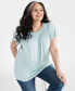 Фото #2 товара Plus Size Gathered Scoop-Neck Flutter-Sleeve Top, Created for Macy's