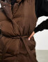 Фото #4 товара Threadbare Albert tie waist hooded gilet in chocolate brown