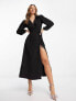 Фото #1 товара ASOS DESIGN collared wrap midi dress in black