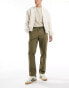 Selected homme drawstring trouser in khaki Dunkles Olivgrün, M - фото #2