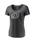 ფოტო #3 პროდუქტის Women's Heather Charcoal Los Angeles Rams Super Bowl LVI Champions Ring Bling V-Neck T-shirt