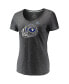 Women's Heather Charcoal Los Angeles Rams Super Bowl LVI Champions Ring Bling V-Neck T-shirt Черный, M - фото #3