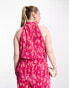 Фото #2 товара Vero Moda Curve plisse halter top co-ord in pink florals