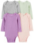 Baby 4-Piece Long-Sleeve Bodysuits 3M