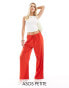 Фото #1 товара ASOS DESIGN Petite wide leg pull on trouser with linen in red