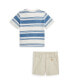 Фото #2 товара Baby Boys Striped Jersey Tee and Chino Short Set