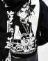 ASOS DESIGN unisex license oversized hoodie with Yu-Gi-Oh prints in black and white