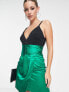 Фото #7 товара Collective the Label exclusive plunge ruched waist mini dress in emerald