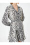 Фото #5 товара Платье Koton Мини с леопардовым принтом и поясом