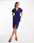 Фото #3 товара Closet London wrap tie midi dress in navy