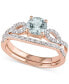 ფოტო #1 პროდუქტის Aquamarine (5/8 ct. t.w.) & Diamond (1/6 ct. t.w.) Infinity Bridal Set in 10k Rose Gold