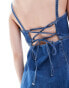 Calvin Klein Jeans cut out denim mini dress in mid wash