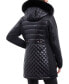 ფოტო #2 პროდუქტის Women's Petite Faux-Fur-Trim Hooded Quilted Coat