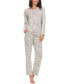 Фото #1 товара Erica Lace-Trim Printed Knit Pajama Set