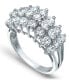 Cubic Zirconia Round Prong Set 3 Row Ring in Silver Plate