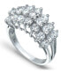 ფოტო #1 პროდუქტის Cubic Zirconia Round Prong Set 3 Row Ring in Silver Plate