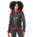 ფოტო #1 პროდუქტის Women's Detachable Hooded Shearling Jacket, Cracked Anthracite with Coral Curly Wool