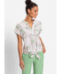 ფოტო #2 პროდუქტის Cotton Viscose Short Sleeve Tie Waist Woven Top