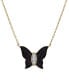 Фото #3 товара Wrapped diamond Enamel Butterfly Necklace (1/10 ct. t.w.) in 10k Yellow Gold, 17" + 1" extender