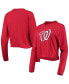 ფოტო #1 პროდუქტის Women's Red Washington Nationals Baby Jersey Cropped Long Sleeve T-shirt